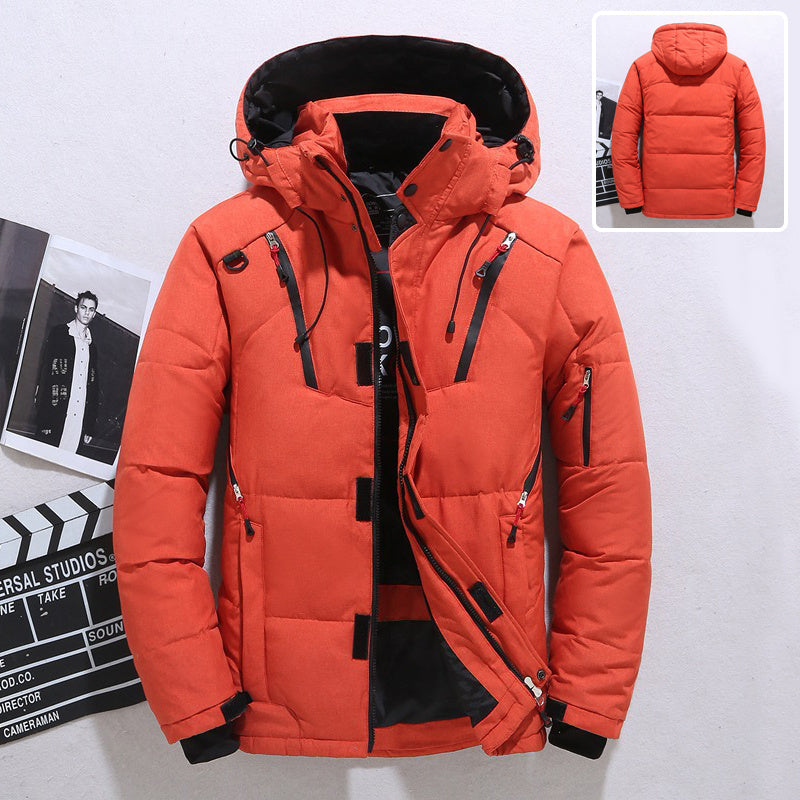 Men's Windproof Hooded Jacket - Warm Outdoor Sports Coat with Pockets