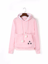 Cute Hoodies Pullover Sweatshirts With Pet Pocket for Winter Women