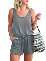 Women's Jumpsuit Sleeveless Tank Top Drawstring Tie Shorts