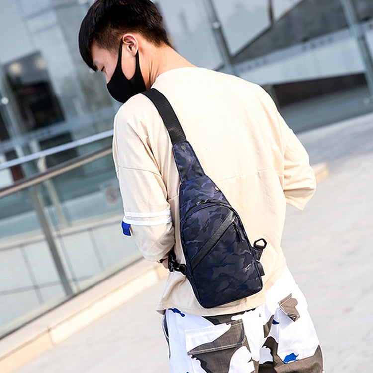 Camouflage Chest Bags Men Crossbody Bag With Headphone Hole - Minihomy