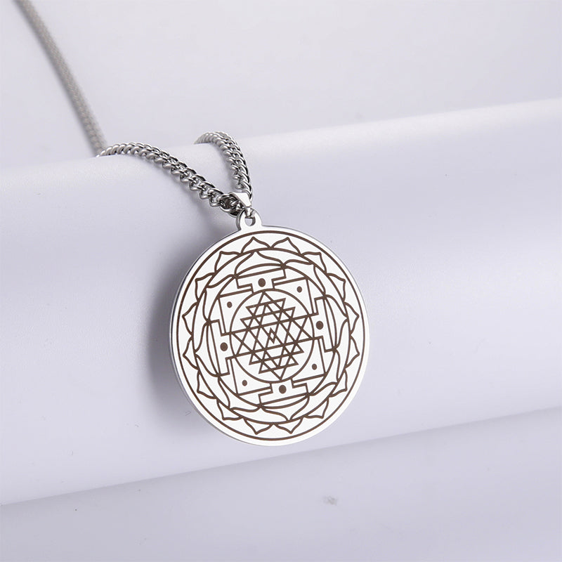 Mandala Flower Pendant Necklace - Stainless Steel Sacred Geometry Necklaces - Minihomy