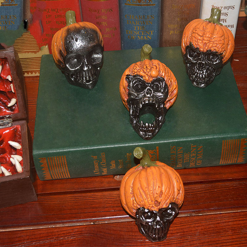 Evil Pumpkin Skull Halloween Resin Ornament - Minihomy