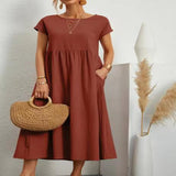 Solid Color Sleeveless Loose Cotton Linen Pocket Dress: Effortless Style for Every Occasion