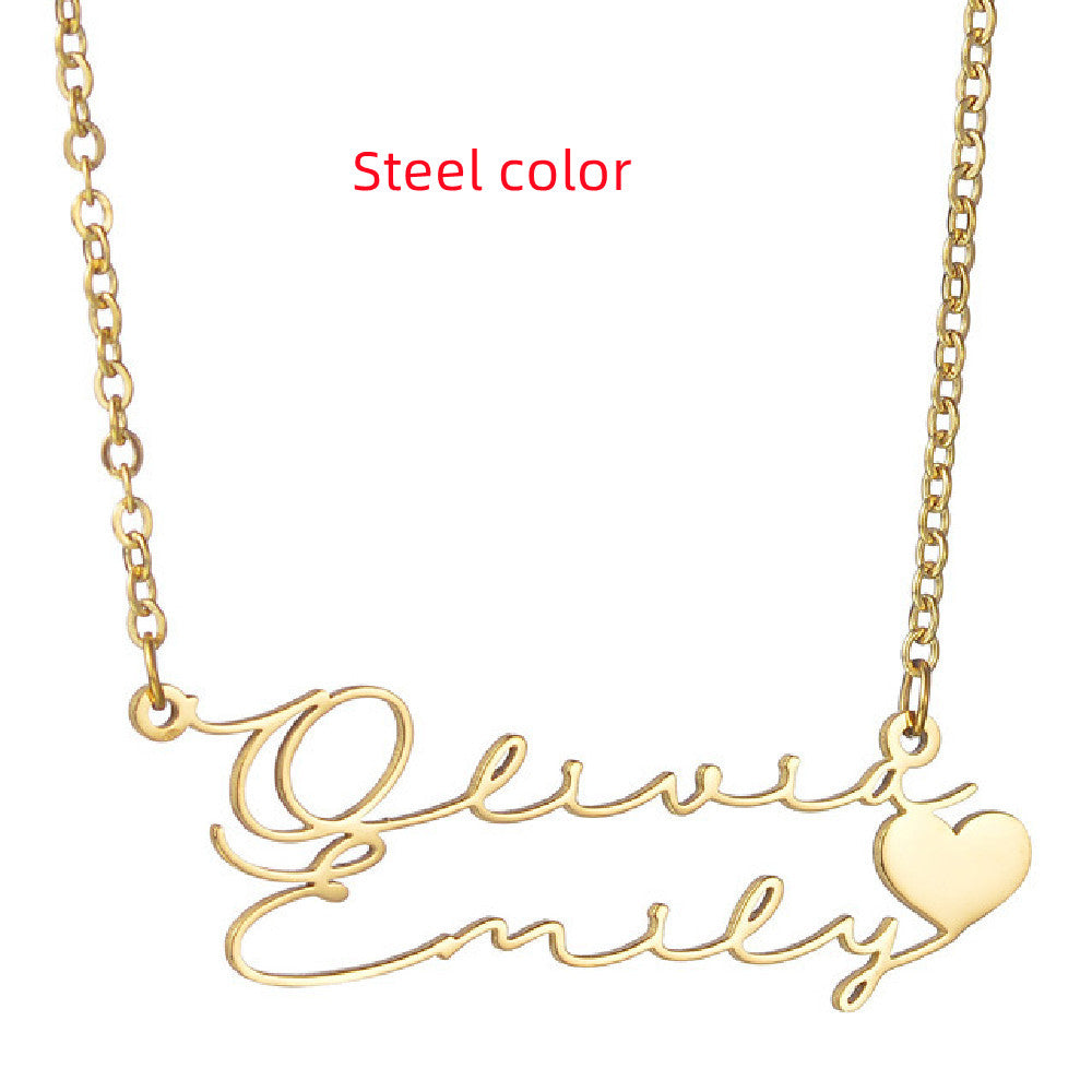 Stainless Steel English Double-layer Pendant Necklace