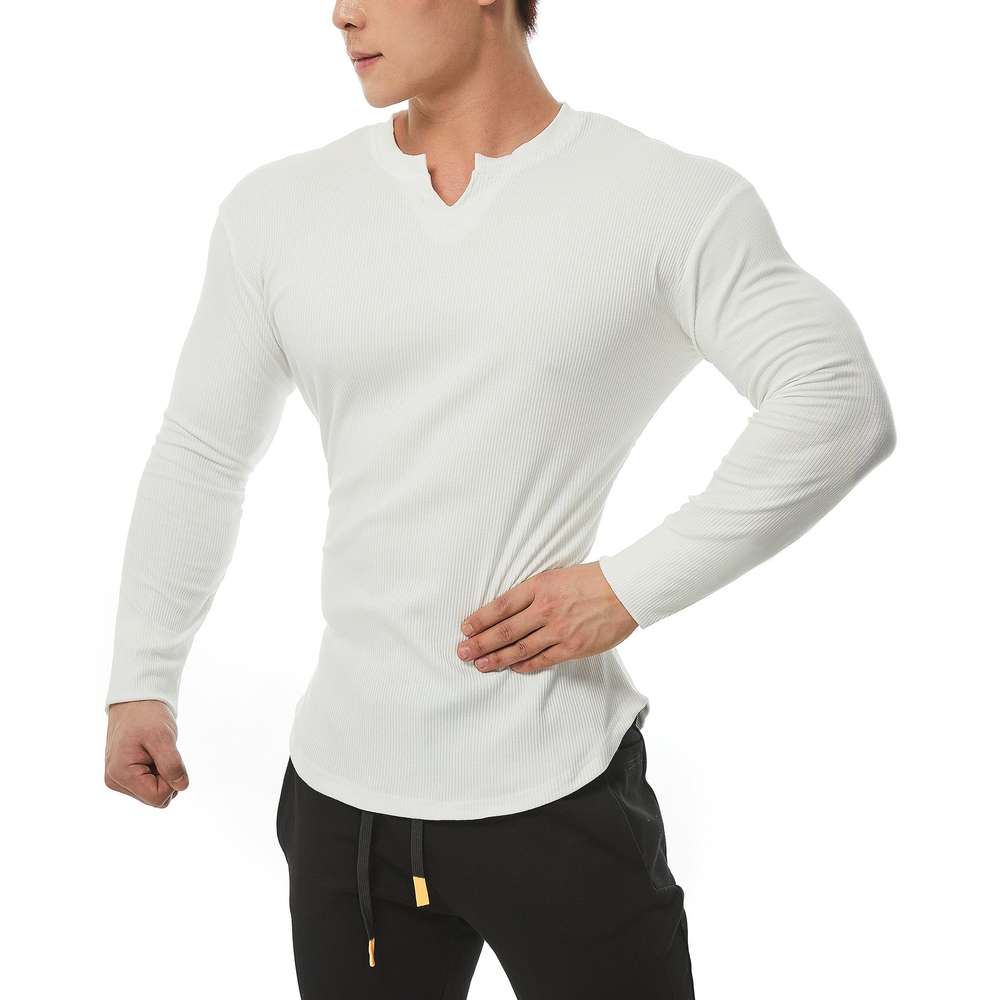 Autumn Men's Long-sleeved V-neck T-shirt - Minihomy