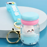 Floating Kitten Macaron Quicksand Keychain