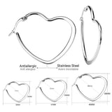 Fashion Simple Round Geometric Stainless Steel Love Heart Hoop Earrings