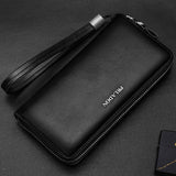 Men's long zipper leather handbag men wallet - Minihomy