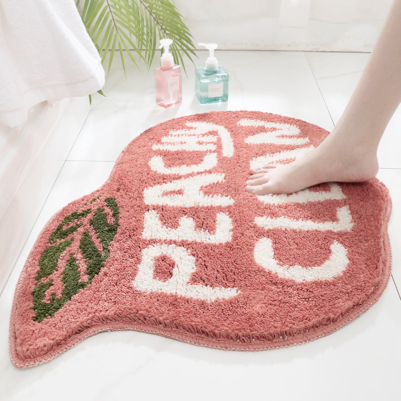 Absorbent floor mat carpet in bathroom