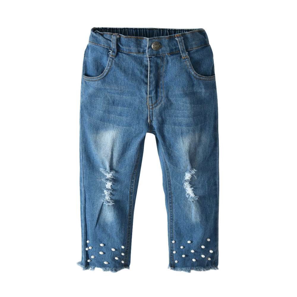 Girls Lace Pearl Jeans Set - Minihomy