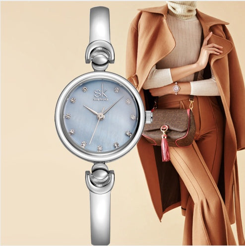 Rhinestone SK Top Luxury Brand Steel Quartz Watch Fashion Women Clock