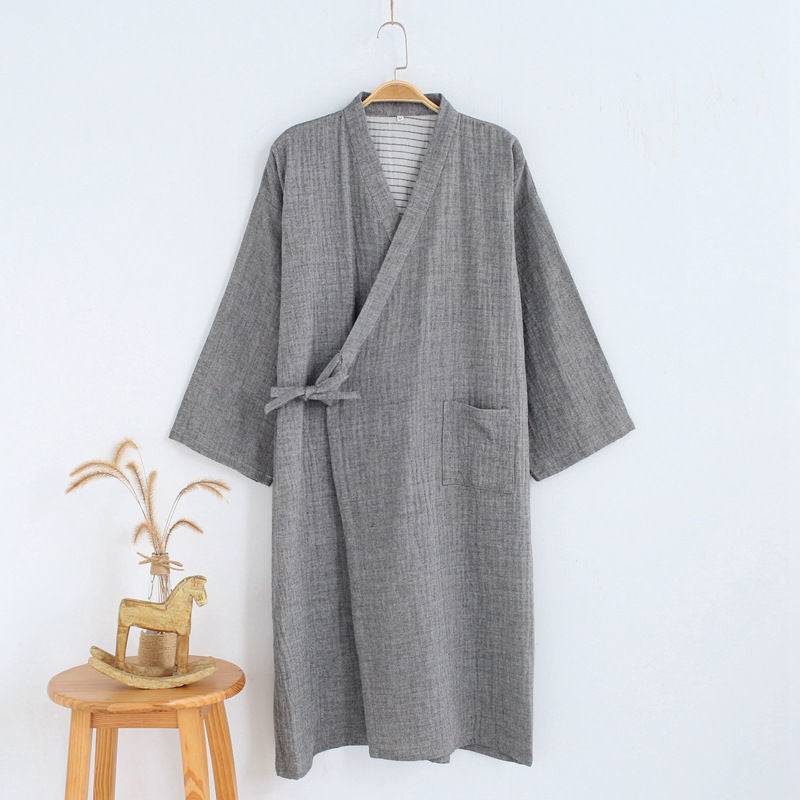 Cotton Bathrobe Japanese Style Kimono home wear - Minihomy