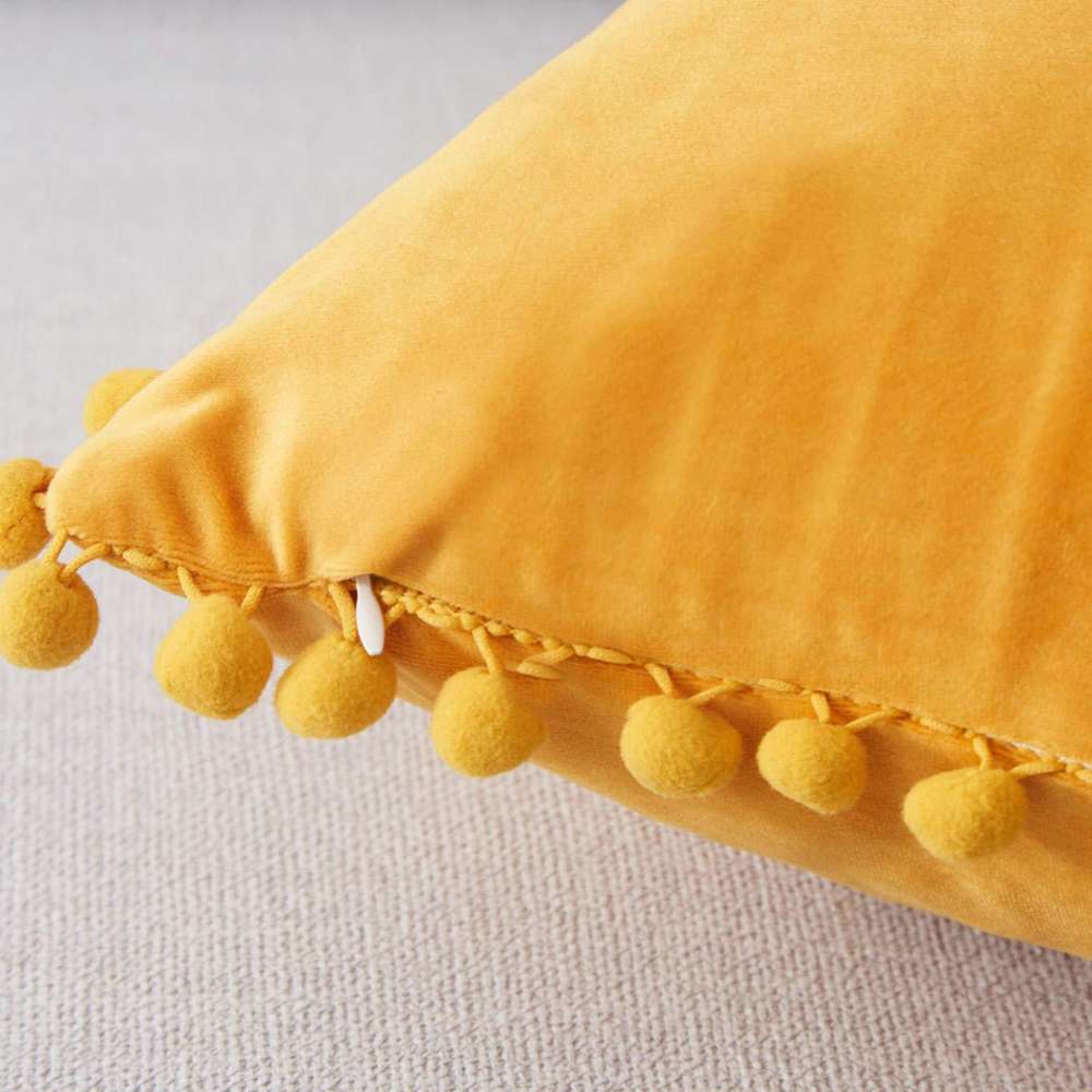 Ball lace pillow velvet solid color sofa short plush ball cushion cover - Minihomy