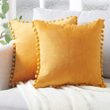 Ball lace pillow velvet solid color sofa short plush ball cushion cover