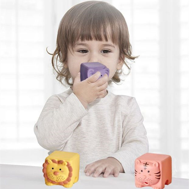 Soft Plastic Building Blocks for Infants & Toddlers: Early Education Animal Matching Toys