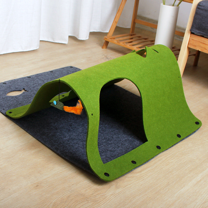 2 in 1 DIY Combined Cat Tunnel Toy Removable Felt Cat Nest House Play Dog Tunnel Tubes