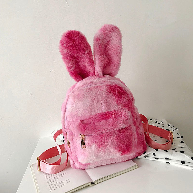 Plush Bunny Ears Backpack Female Backpack - Minihomy