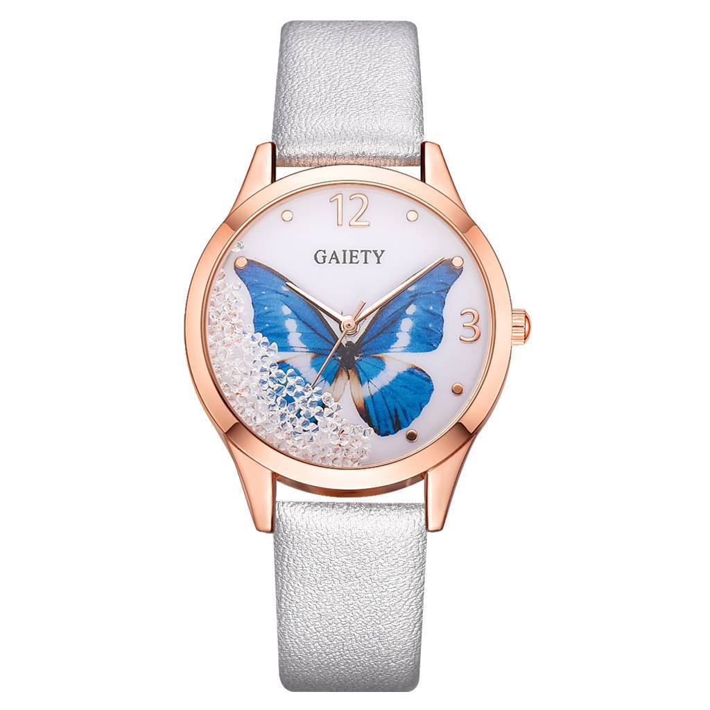 Gaiety Brand Women Watches Luxury Removable Rhinestone Butterfly Watches Ladies Leather Dress Ladies Wrist Watches Female Clock