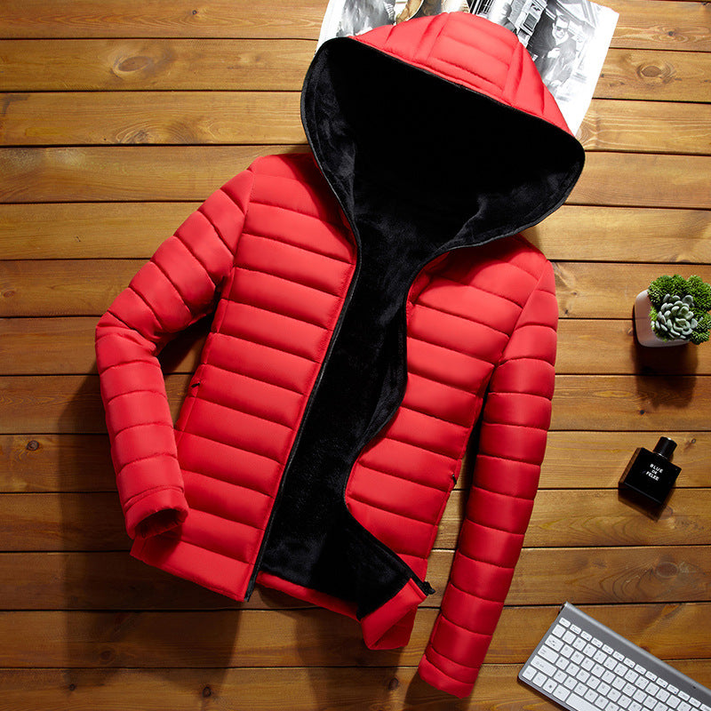 Men's Winter Short Padded Jacket with Plus Velvet Lining