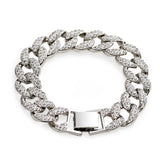 Cuban Thick Link Chain Bracelet Punk Luxury Crystal Bracelets for Women Men - Minihomy