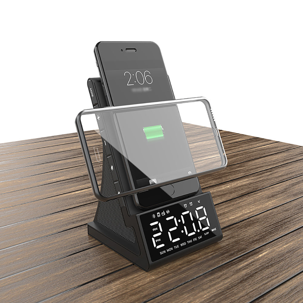 Wireless Charging Bluetooth Speaker LED Alarm Clock