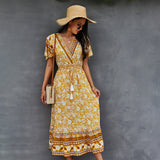 Bohemian Dress Summer Women Clothing Loose V-Neck Casual Beach Sundresses