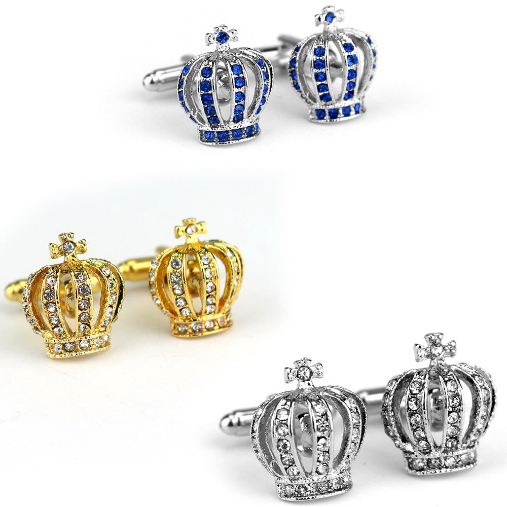Classic Diamond Crown Shape Cufflinks - French Cufflinks