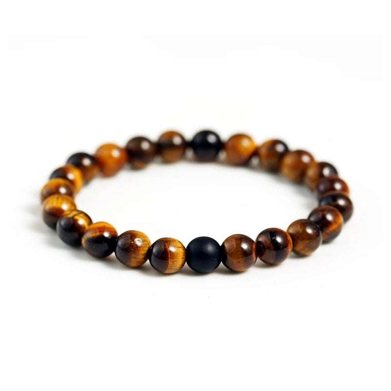 8mm Dumb Black Frosted Stone Tiger's Eye Bracelet Men And Women Couple Bracelets - Minihomy