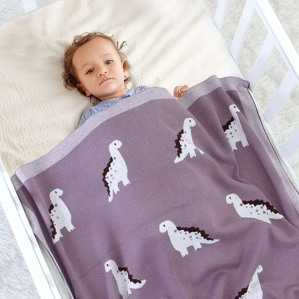 Baby Blanket Cartoon Little Dinosaur Knitted Baby Blanket Quilt - Minihomy