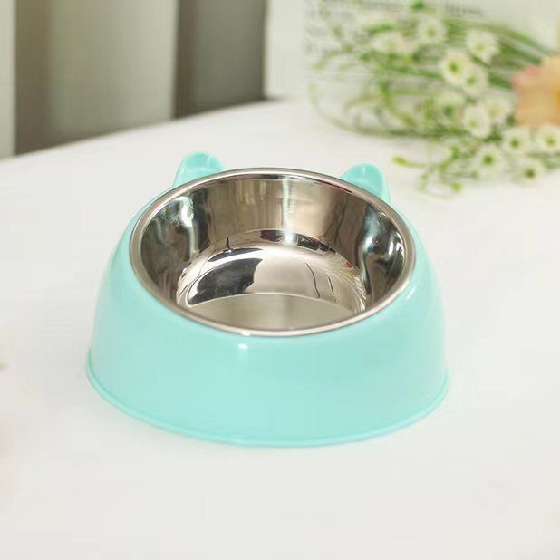 Double Bowl Stainless Steel Dog Bowl - Non-Tip, Cartoon Design, Water & Food Feeder for Cats & Dogs