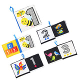 Black & White Montessori Baby Cloth Book - Visual Stimulation Sensory Rattle Toy