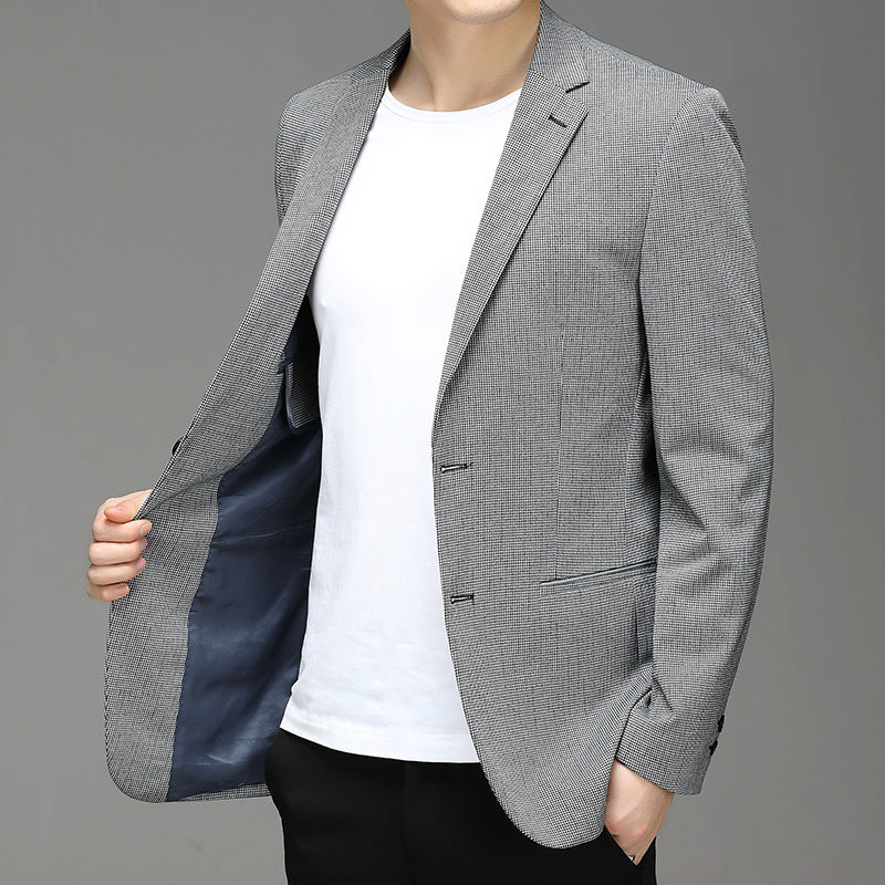 Spring New Suit Men Korean Plaid Non Iron Casual Small Suit