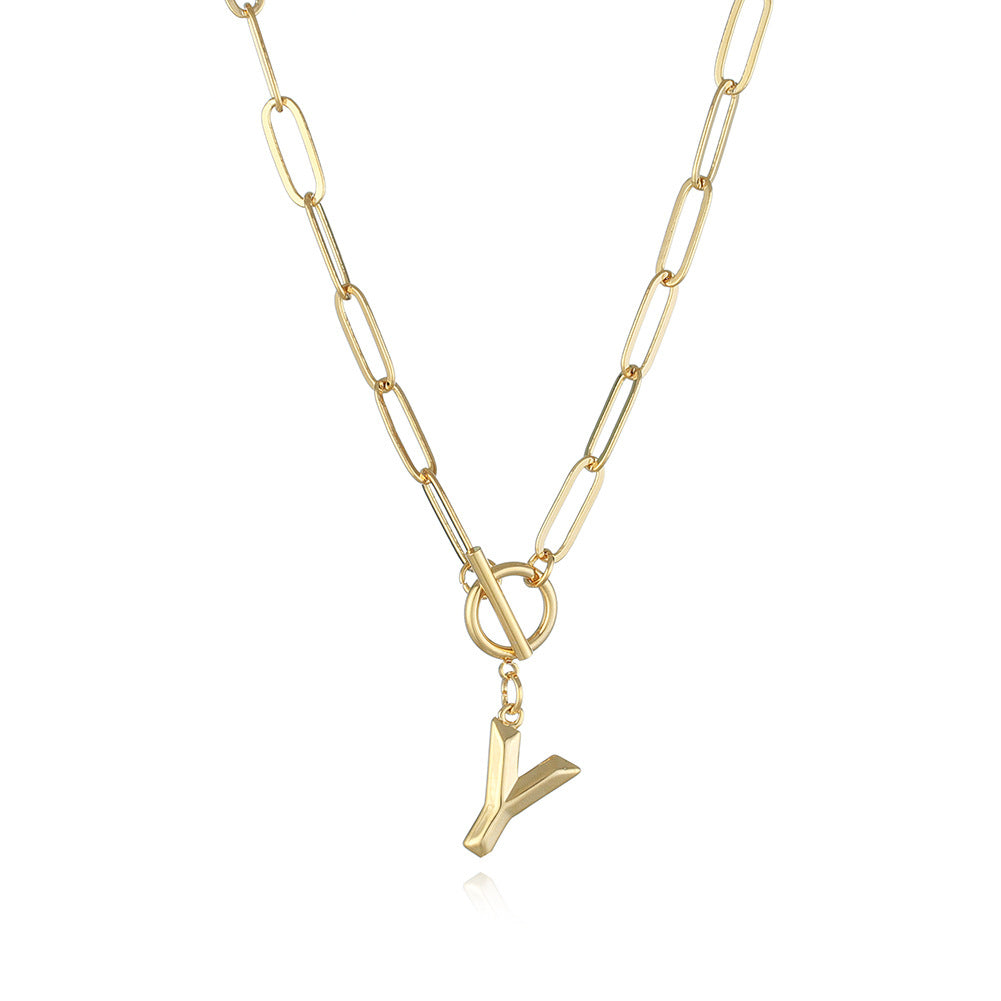 Letter Necklace Real Gold Plated Trend Hip Hop Necklace - Minihomy