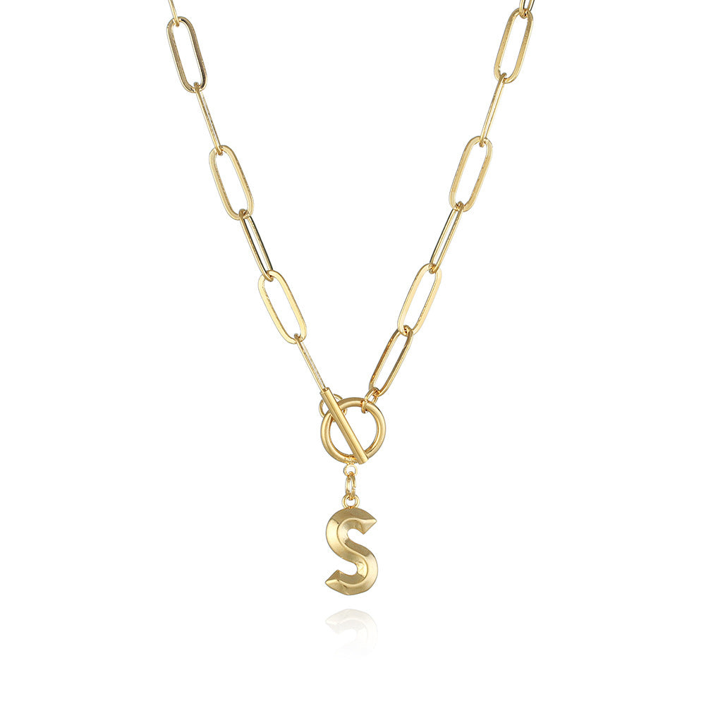 Letter Necklace Real Gold Plated Trend Hip Hop Necklace - Minihomy