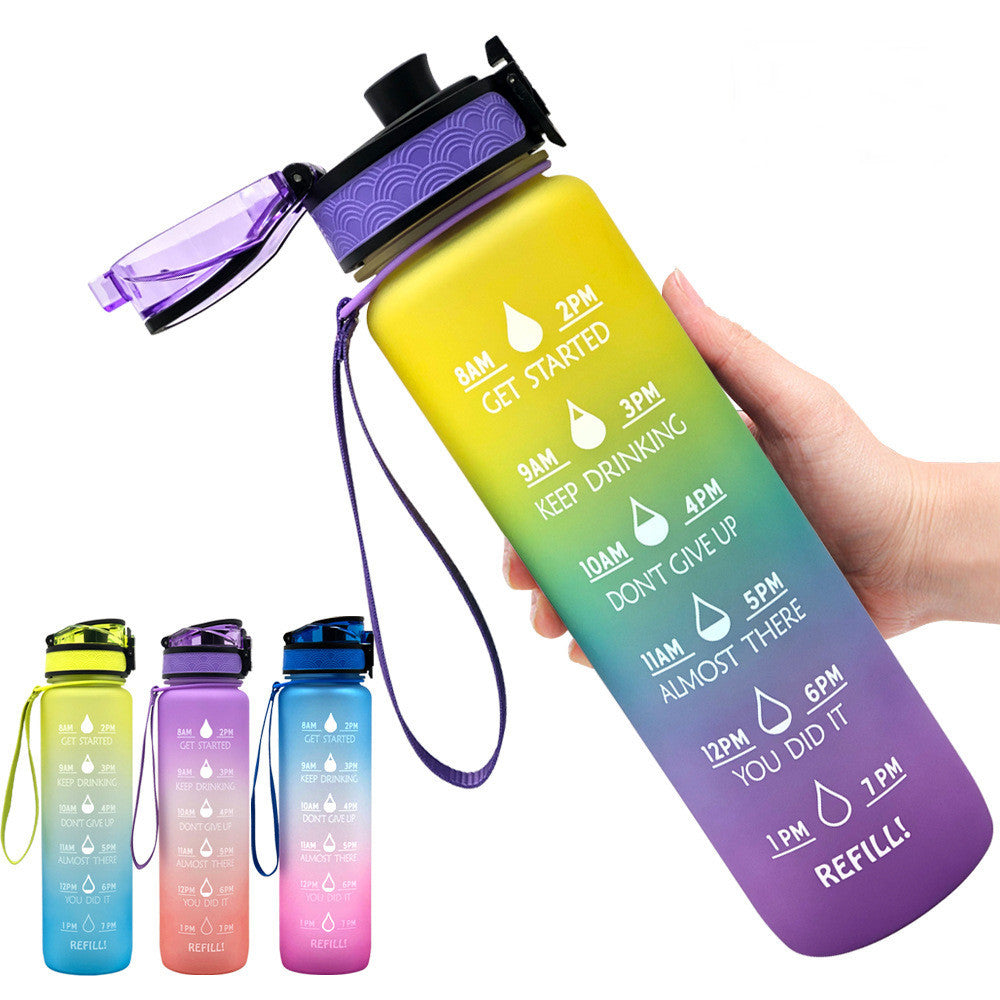 1L Tritan Water Bottle with Time Marker & Bounce Cover - Leakproof Bottle for Sports, Fitness, Cycling - Minihomy