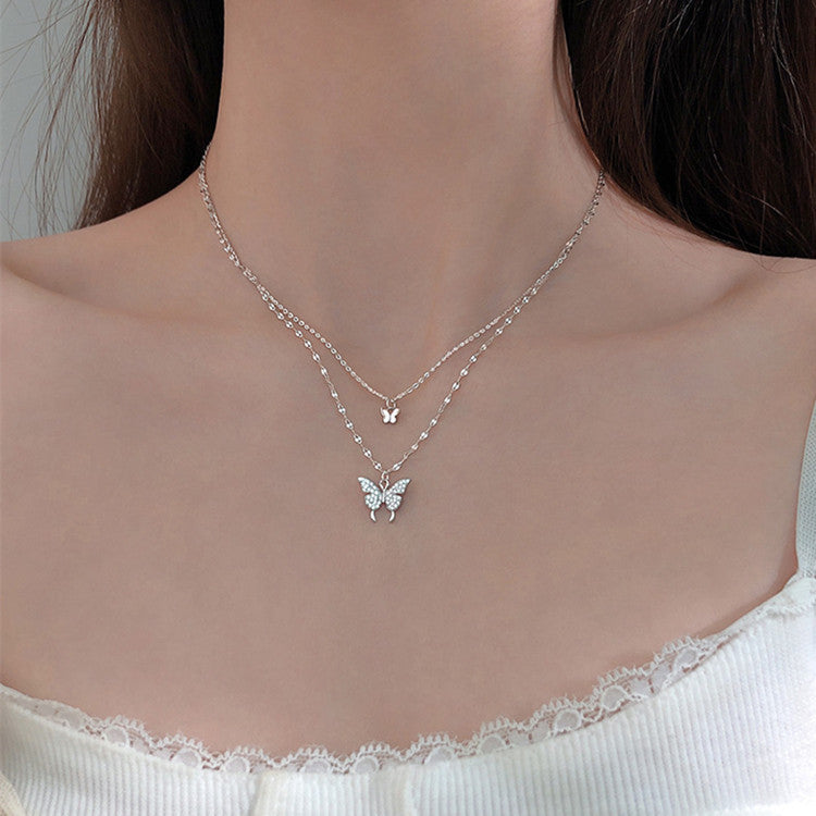 Ladies Exquisite Double Layer Clavicle Chain Necklace Jewelry - Minihomy