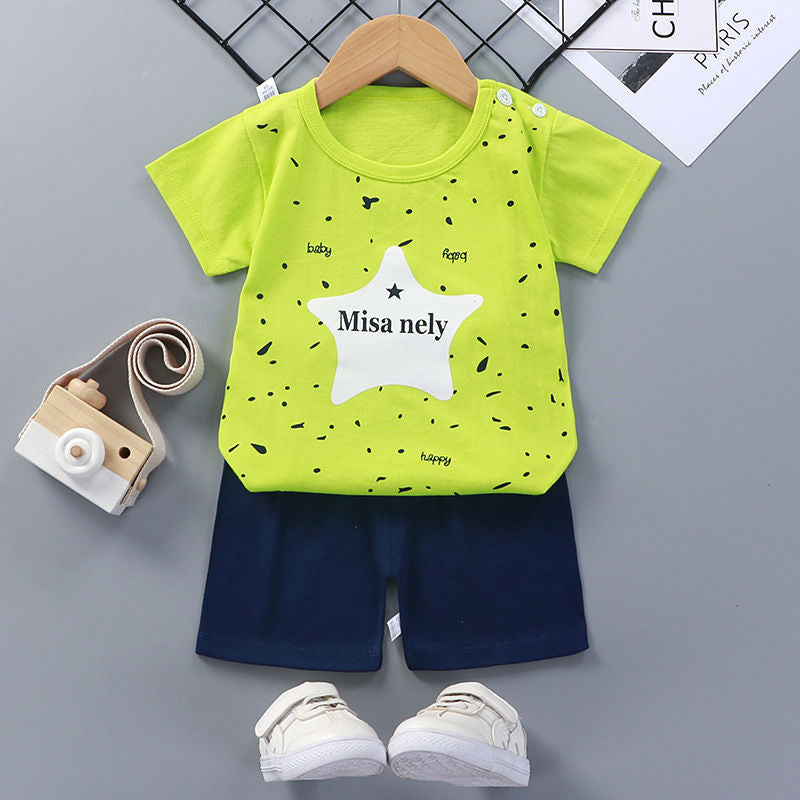 Children's Short-Sleeved Suit - Cotton Baby Summer Clothes