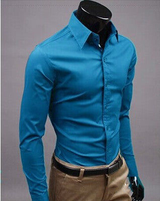 Business Shirt Candy Color Men's Casual Long-Sleeved Shirt