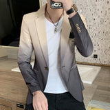 Blazer Men Gradient Suit Jacket Masculino Korean Style Slim Fit Casual Men Jacket