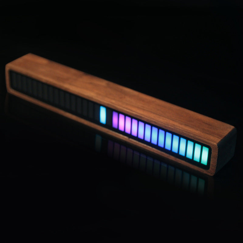 Bluetooth Voice Control Car Audio VU Meter with RGB LED Lights - Solid Wood Spectrum Rhythm - Minihomy