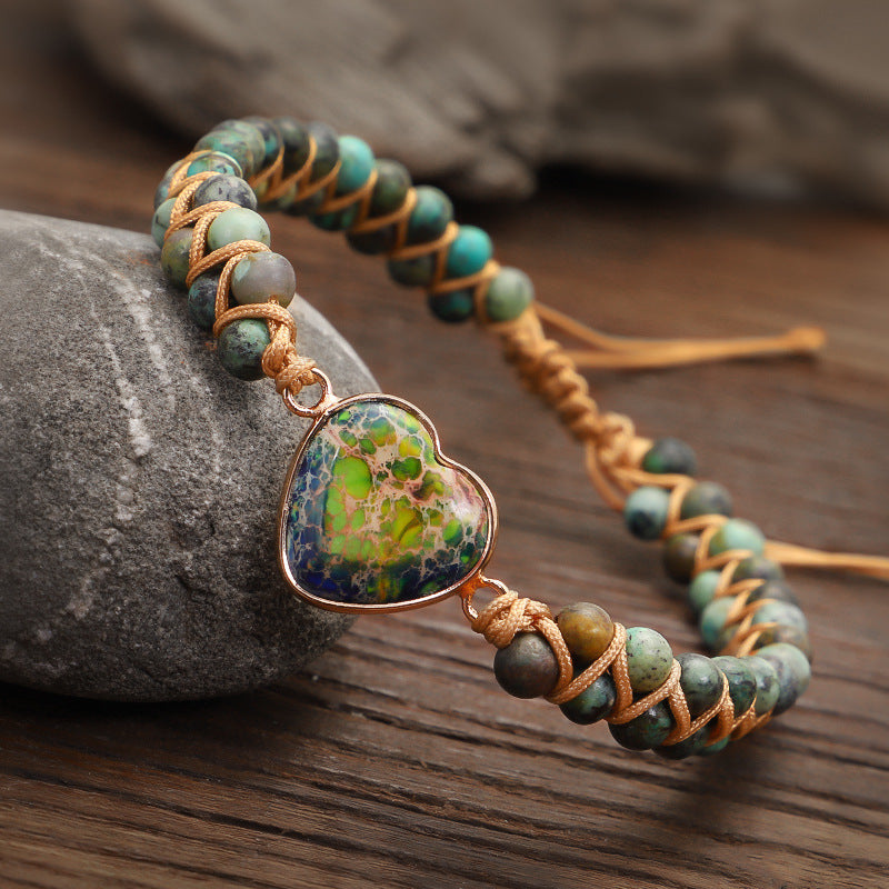 Handmade Creative Woven Bracelet Love Stone Winding Bracelet - Minihomy