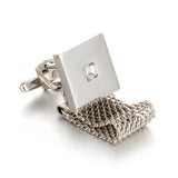 Shirt Cufflinks - Square White Crystal Business Cufflinks