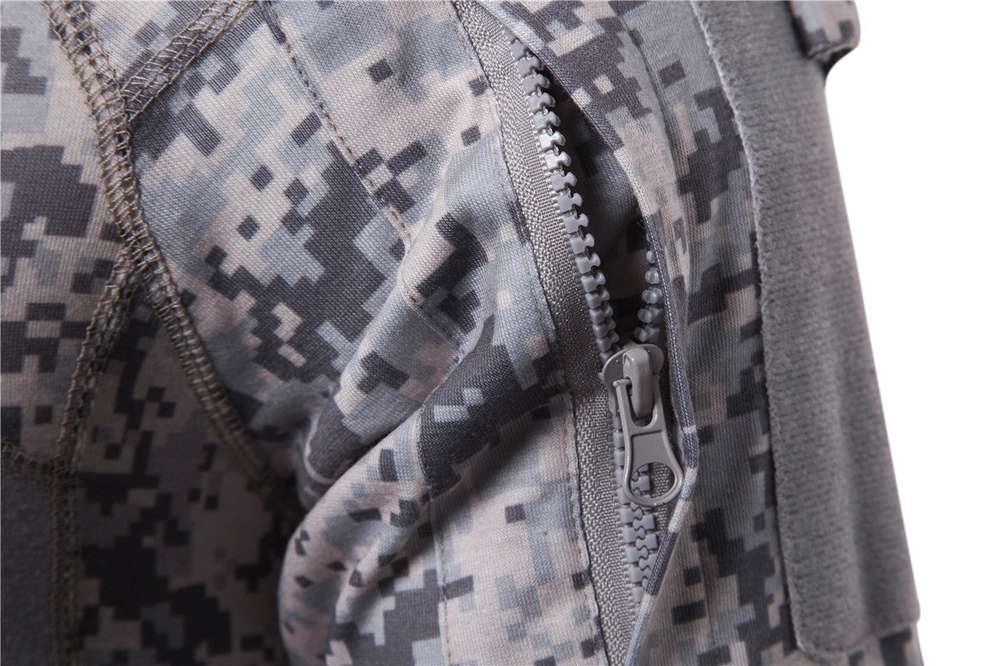 Camouflage panel zipper T-shirt - Minihomy