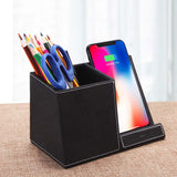 Boost Your Productivity in Style: 3-in-1 Leather Pen Holder & Wireless Charger!