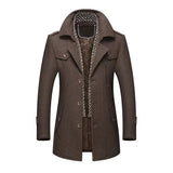 Long Jacket Slim Fit Overcoat Casual Wool Blends Warm Outerwear Windbreaker Men