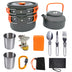 Portable Camping Cooker Stove with Aluminum Cookware Set and Stainless Steel Utensils - 2-3 People - Minihomy