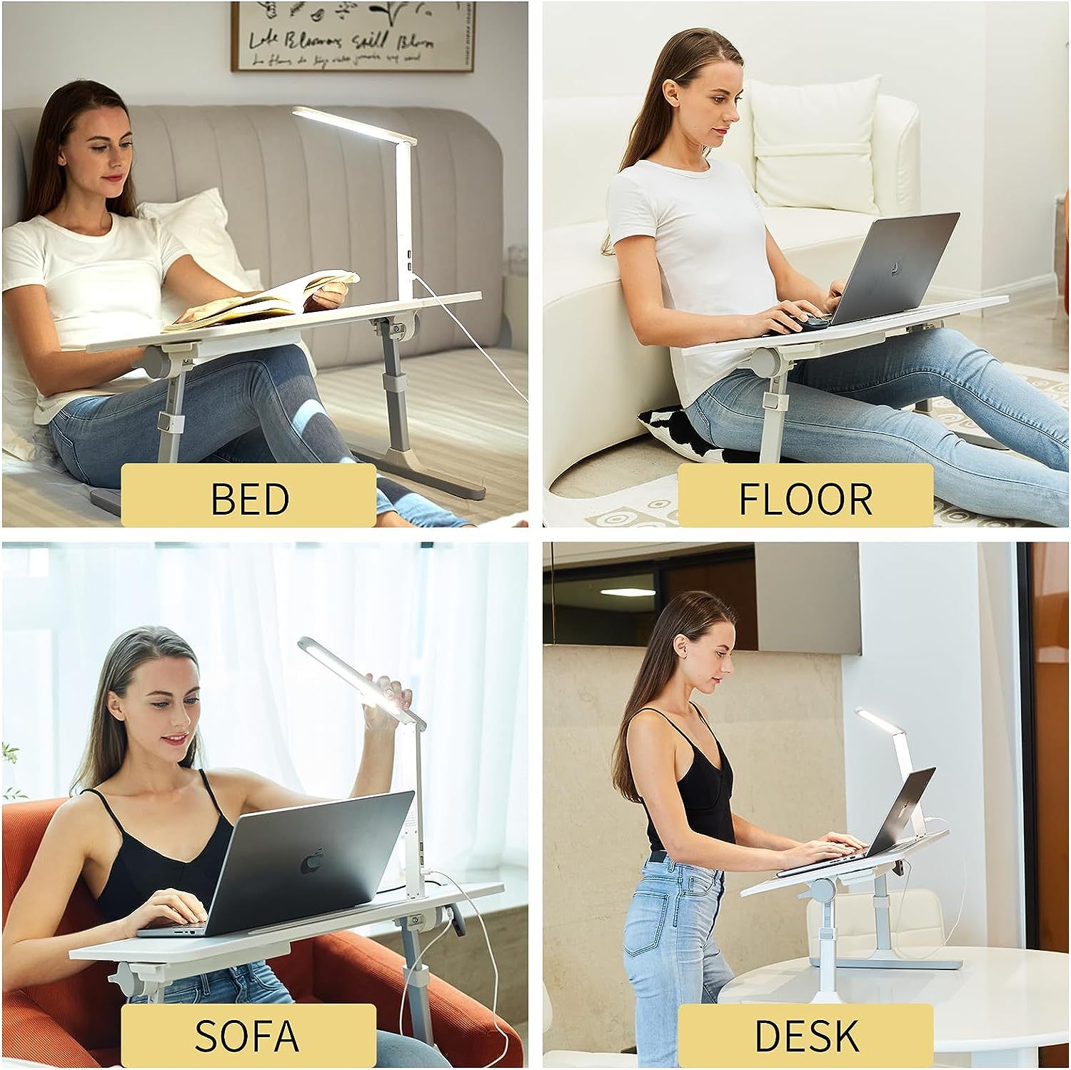 Lap Desk For Laptop Portable Bed Table Desk Laptop Desk With LED Light And Drawer - Minihomy