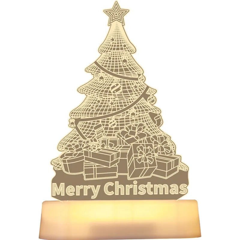 Christmas Decoration 3D Lamp Acrylic LED Night Lights - Minihomy