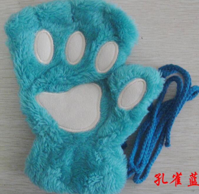 Winter Lovely Half Cover Paw Bear Cat Claw Gloves Short Finger