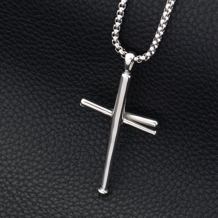 Baseball bat cross hip hop necklace - Minihomy